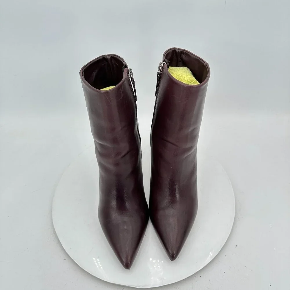 Schutz Women Size 9B Dark Brown Leather Side Zip Pointed Toe Ankle Heel Boot - Picture 3 of 11